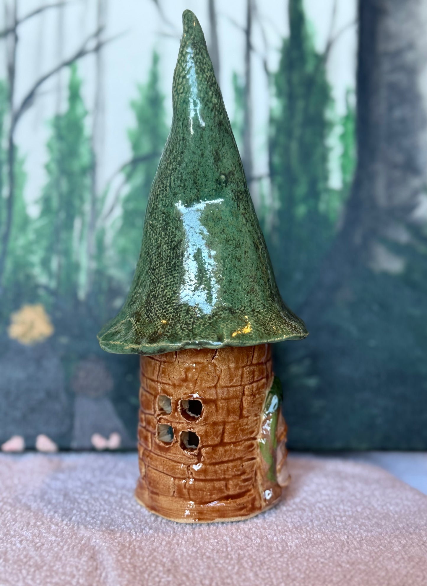 Enchanted Woodland Cottage Incense Burner Green
