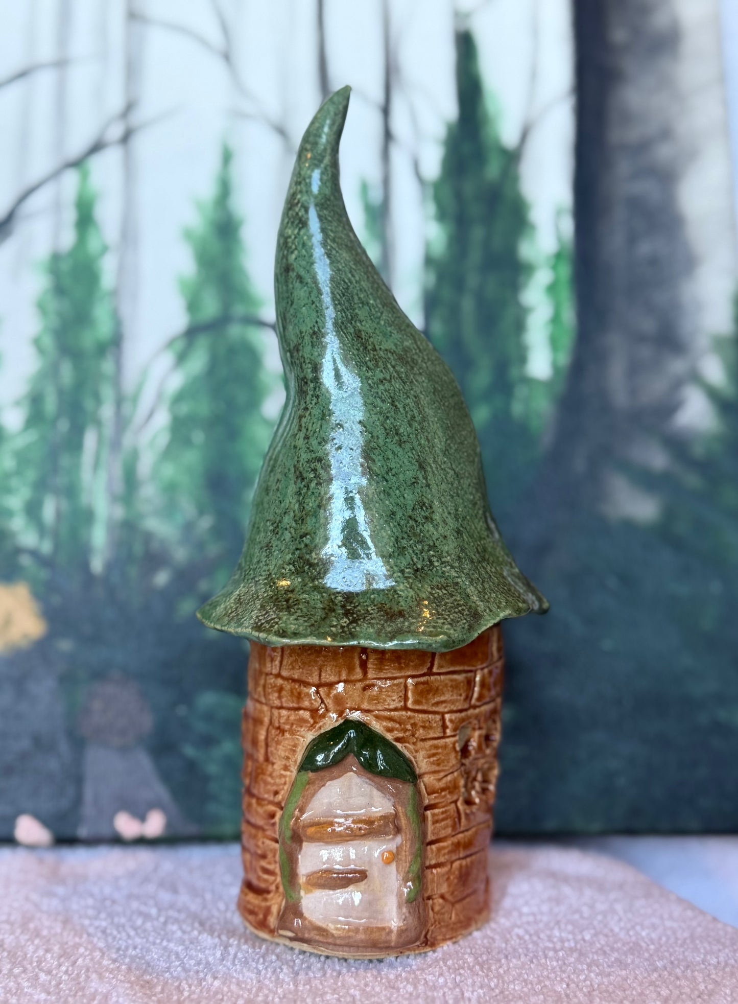 Enchanted Woodland Cottage Incense Burner Green