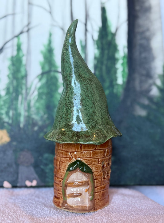 Enchanted Woodland Cottage Incense Burner Green